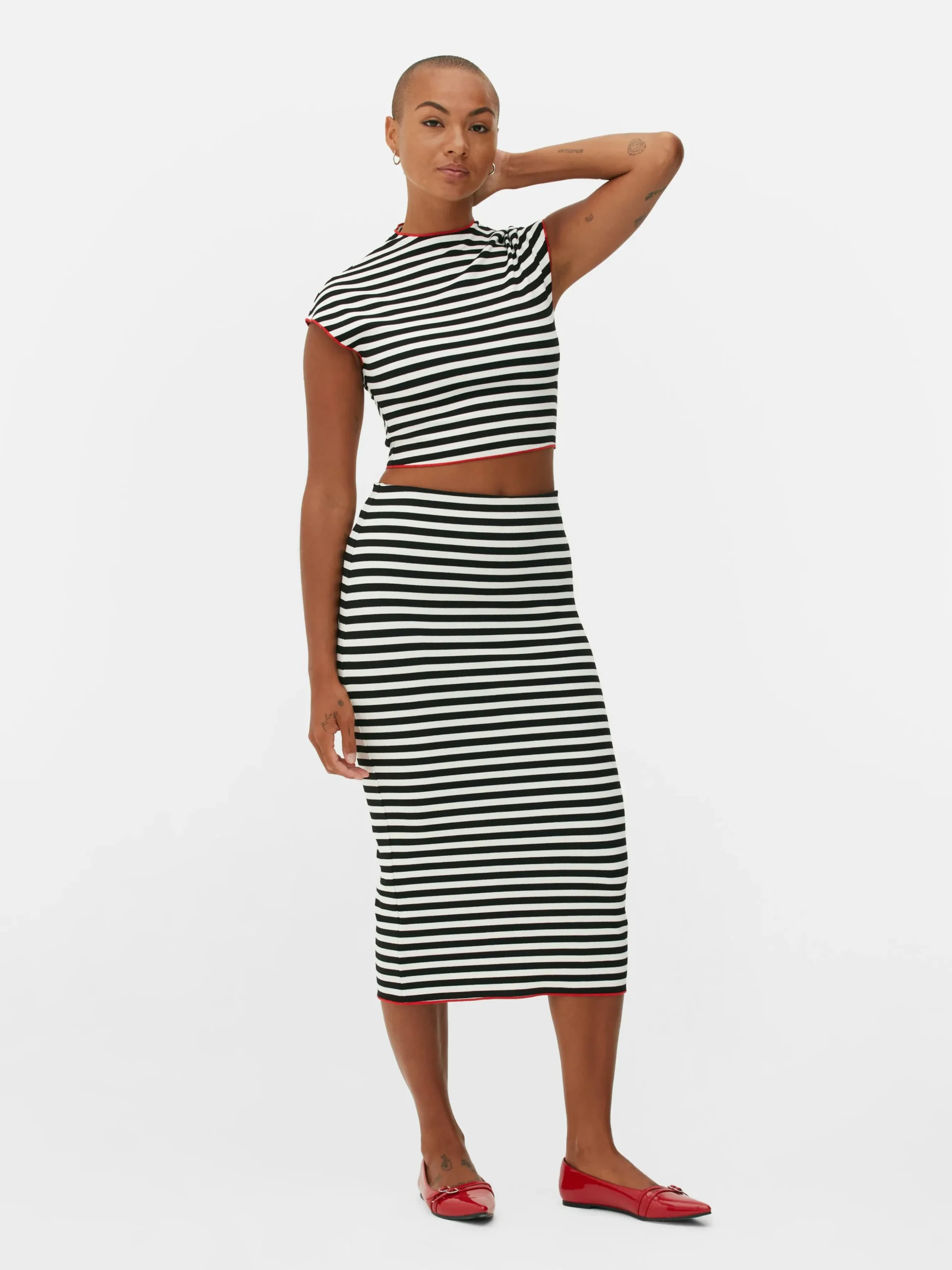 Beetlejuice X Colleen Atwood Stripe Midi Skirt Set
