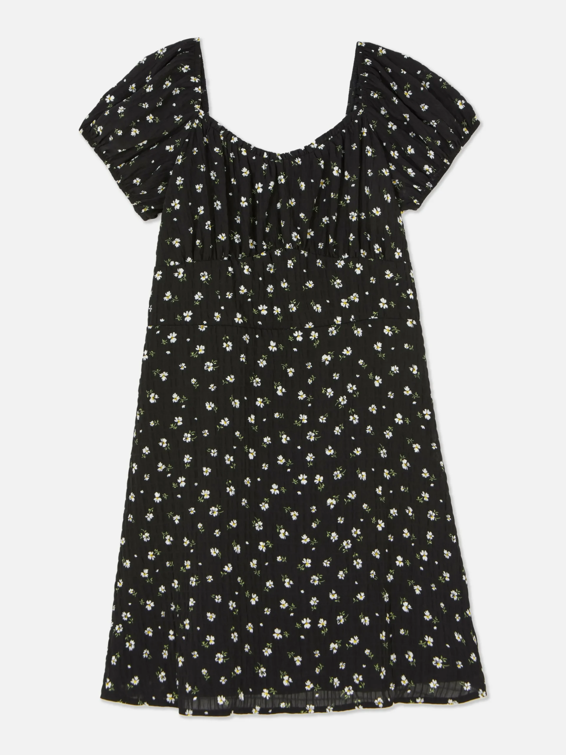 Shirred Floral Dress