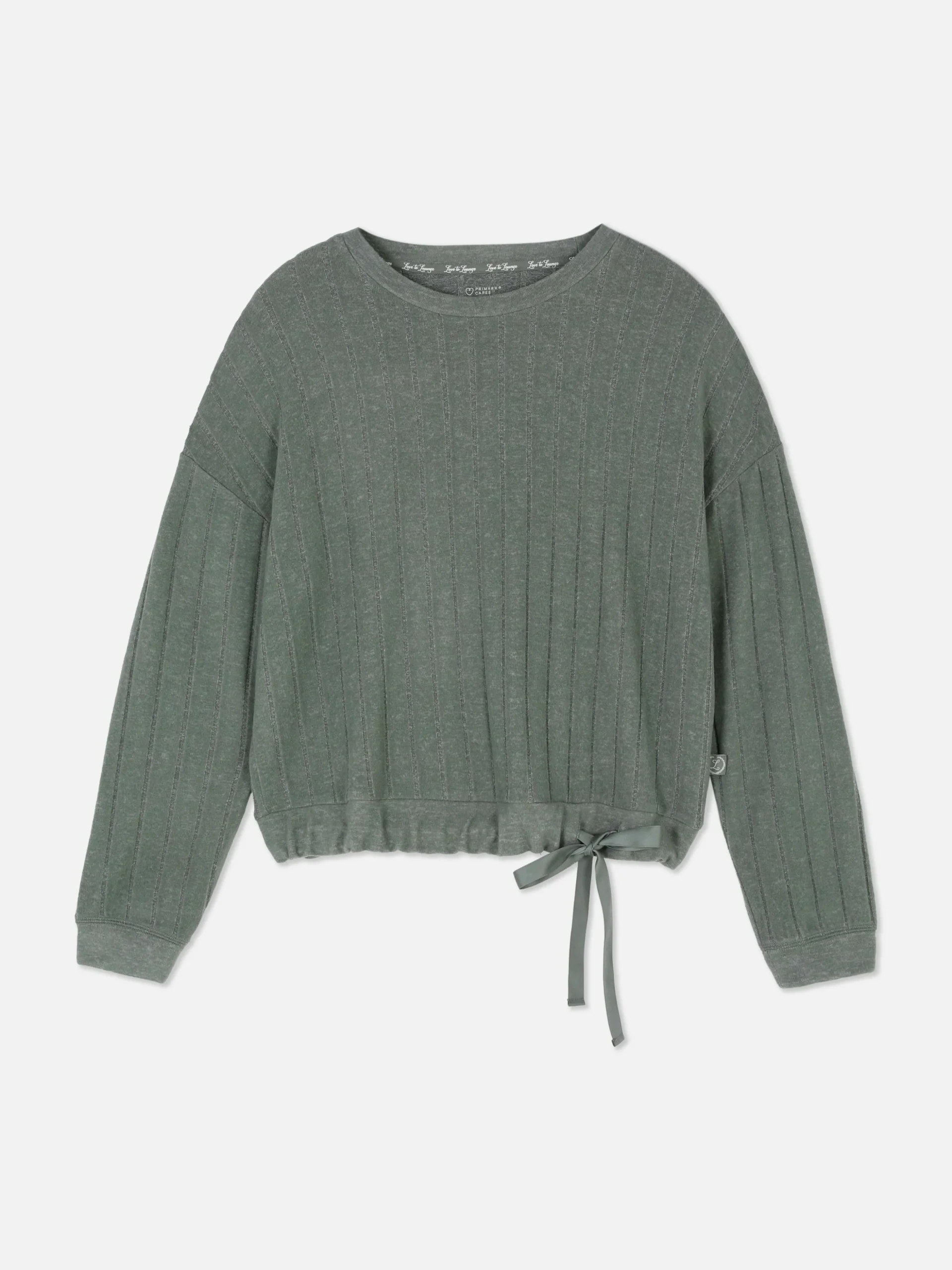 Super Soft Ribbed Bow Pajama Top